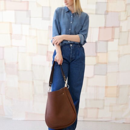 LULU Handbag with Front Pocket - Chocolate