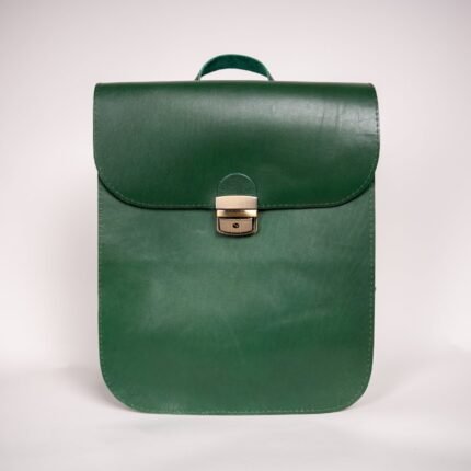 Natural Leather Saddle Backpack - Green